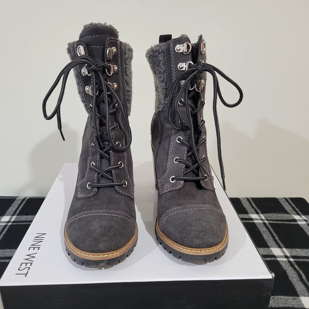 Nine West Dark Gray Suede Phaedra Boot Sz 8.5 NWT - Picture 3 of 9